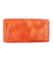 This compact piece, the Bed Stu Canton closed orange leather wallet, features visible stitching and lies flat on a white background.