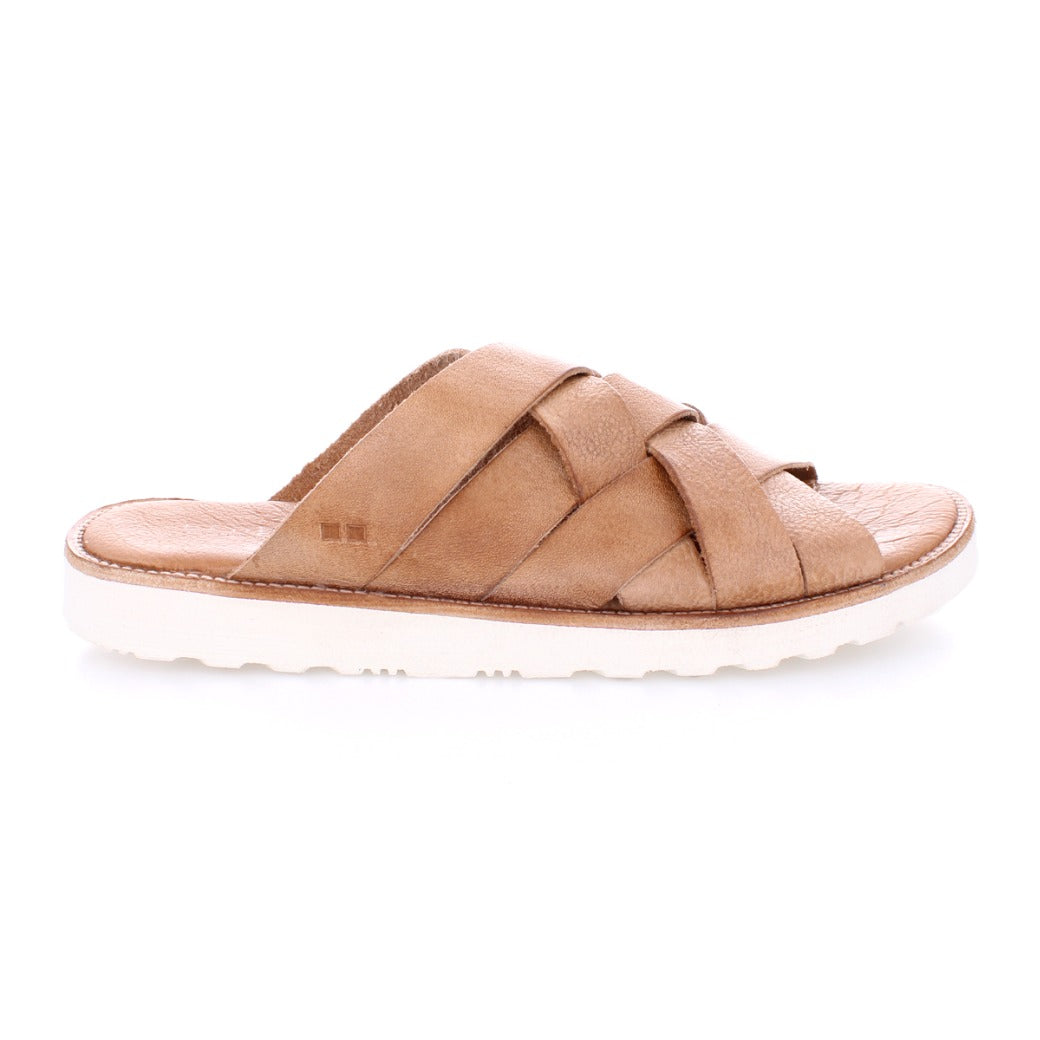 A single Abraham Light leather slide sandal in men's sizes with crisscross straps, displayed against a white background by Bed Stu.
