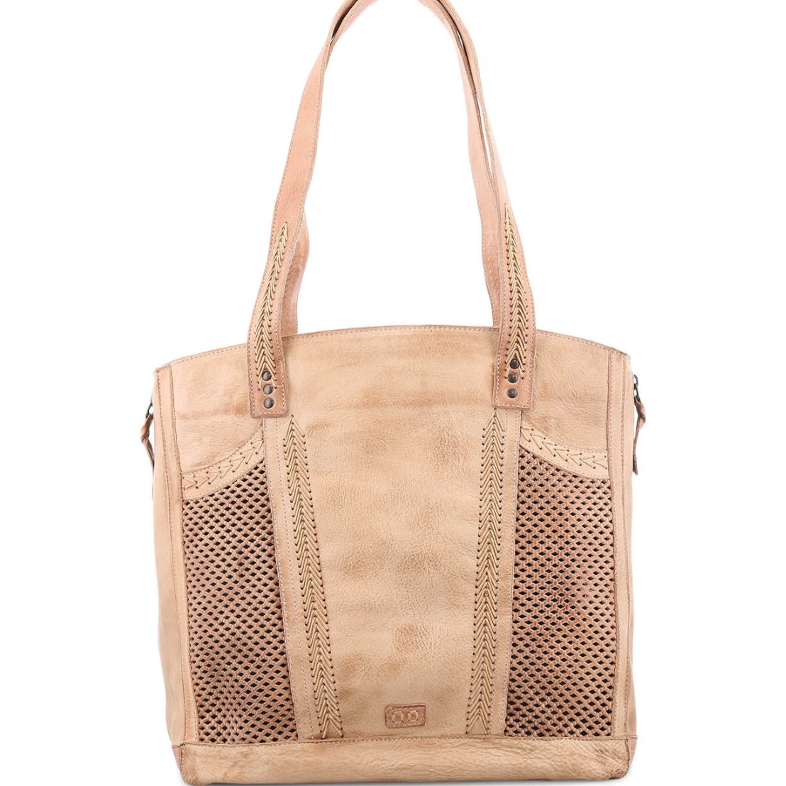 An Amelie beige tote bag with mesh detailing by Bed Stu.