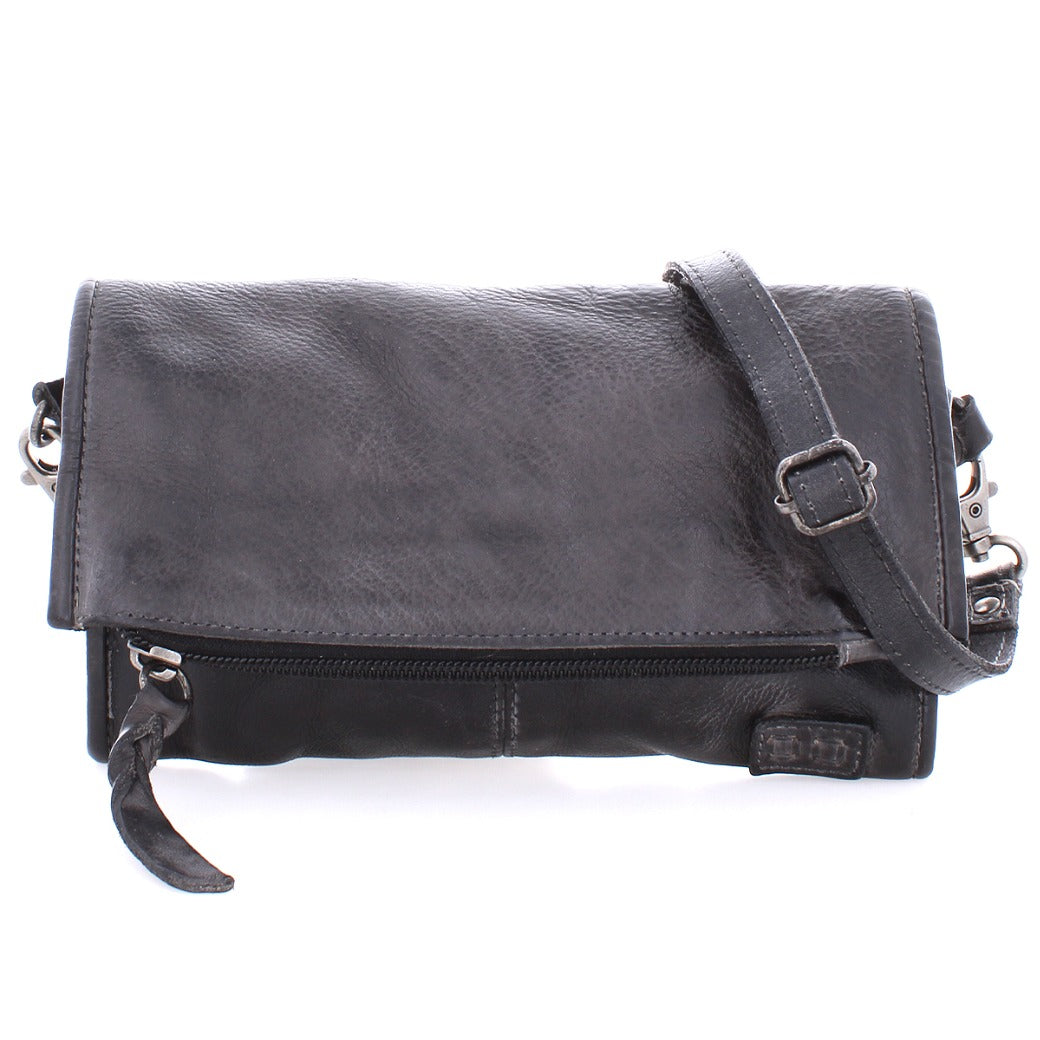Bed Stu's Amina black leather cross body bag with an adjustable strap.