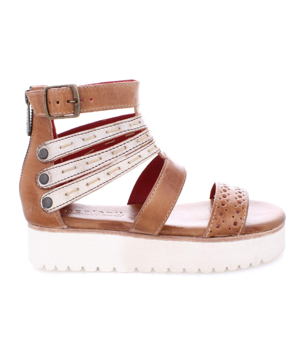 A women&#39;s Artemia leather sandal with white straps by Bed Stu.