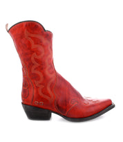 Deuce, a pair of Bed Stu Western-style, cowboy leather boots with rustic charm and an embroidered design.