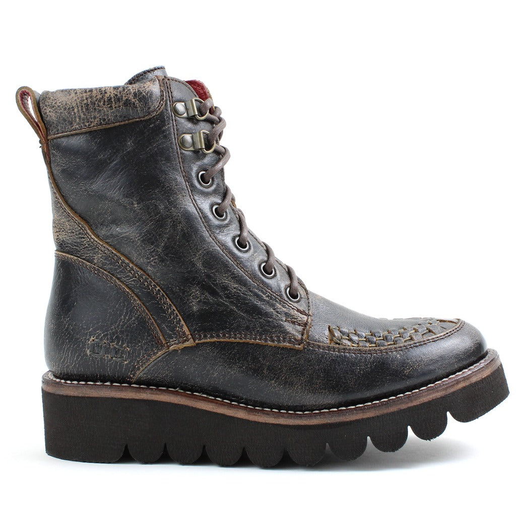 A women's black leather Elisha II boot with lace ups by Bed Stu.