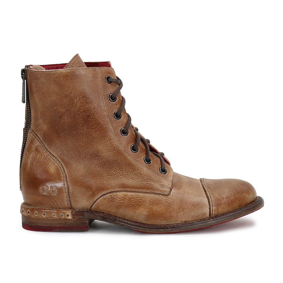 A men's Laurel leather boot with a red sole from Bed Stu.