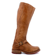 A women's Glaye tan leather riding boot by Bed Stu.