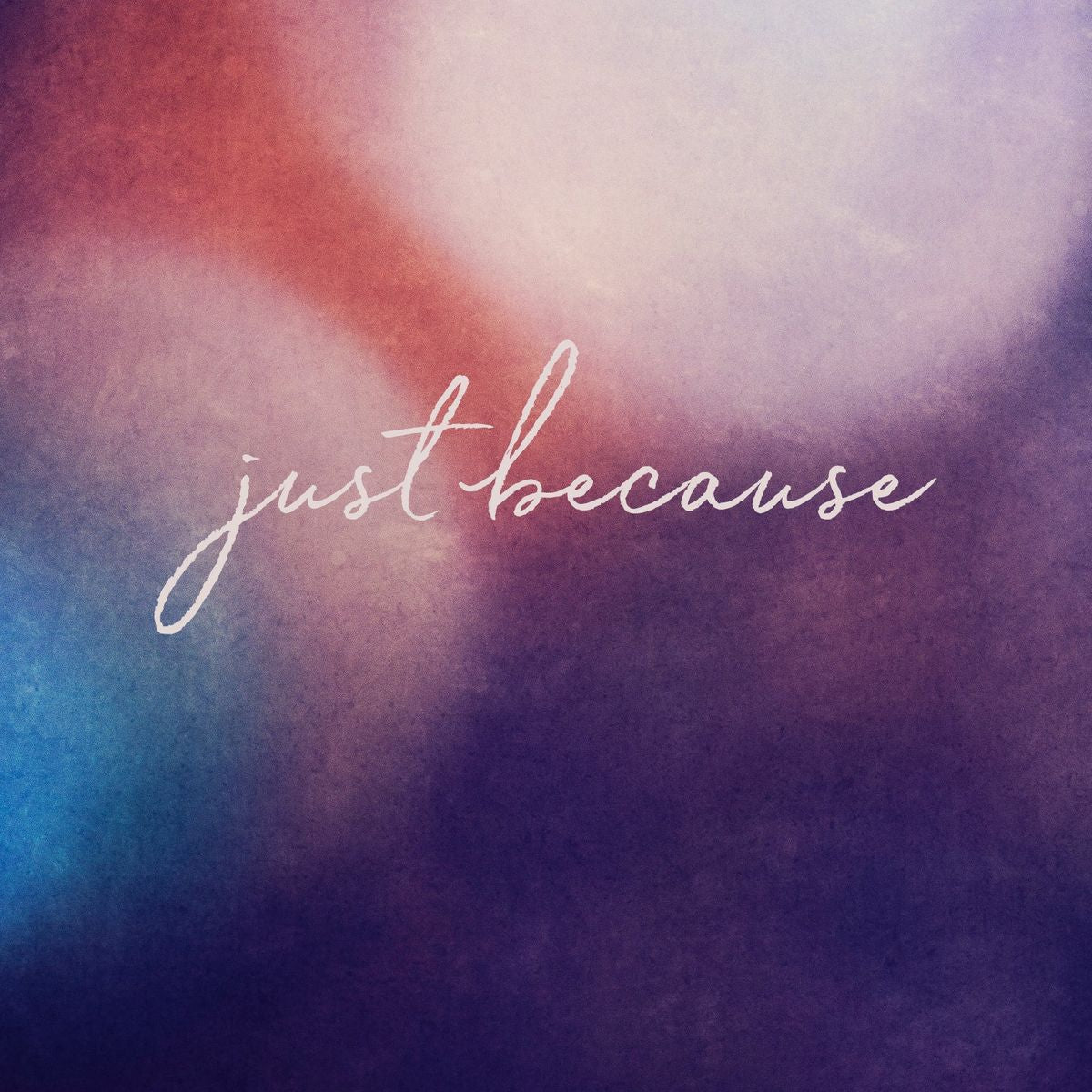 A blurred, colorful background with the text "Just Because" in cursive and the brand name "Bed|Stü" along with the tagline "genuine | unique | imperfect" at the bottom. Ideal for an eGift card available online at bedstu.com.