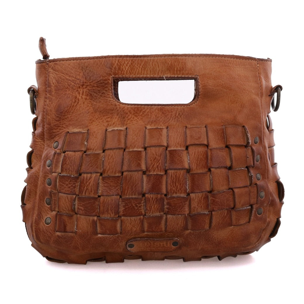 A brown leather Keiki handbag with woven pattern by Bed Stu.