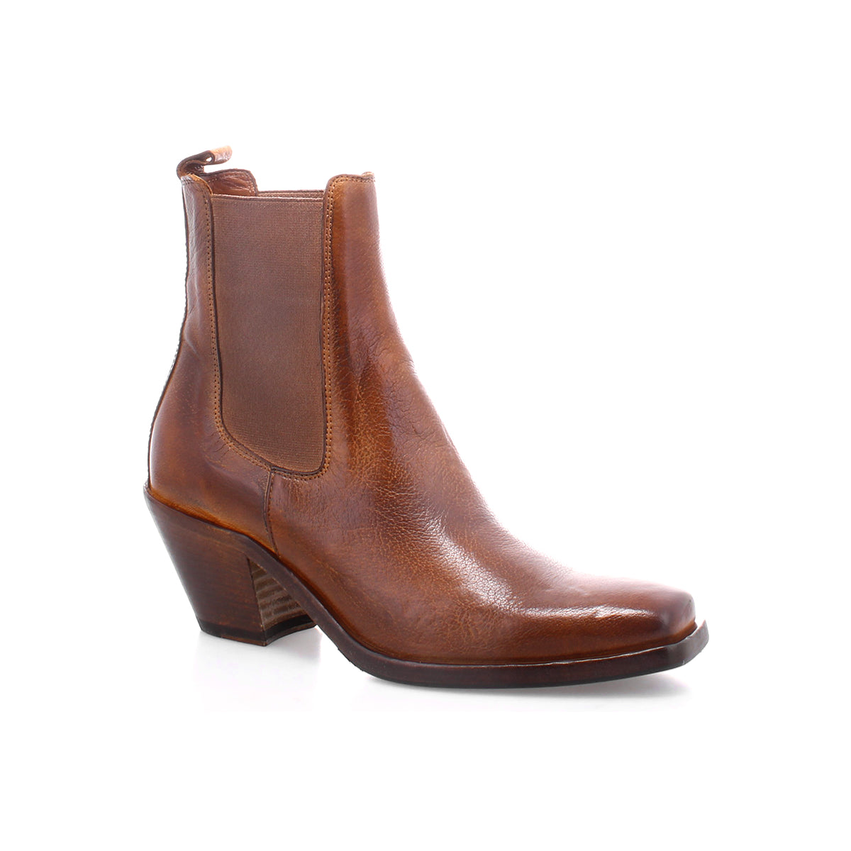 A women's tan leather Viscera Chelsea boot renowned for its sartorial elegance and durability, from the brand Bed Stu.